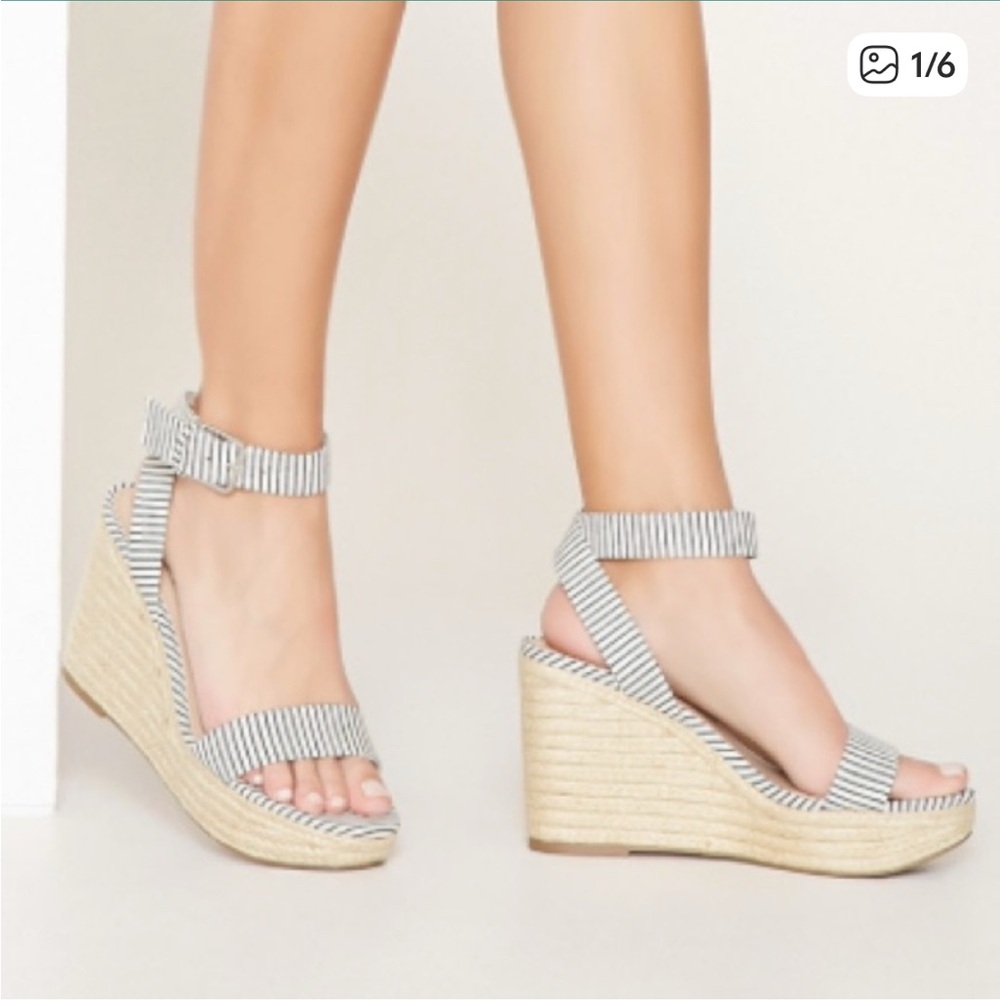 Forever 21 Striped Platform Espadrilles sandals wedges